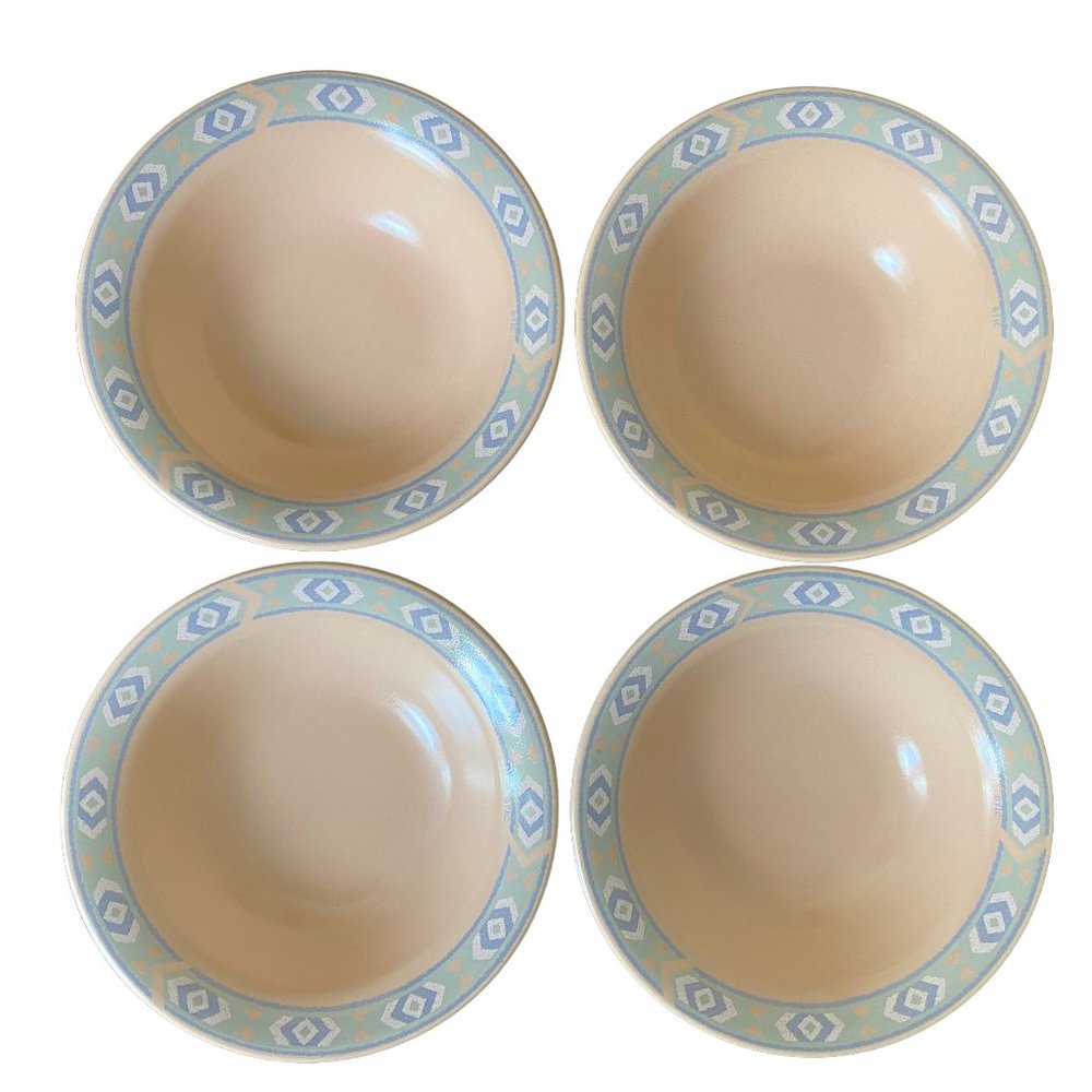 Vintage Discontinued Treasure Craft Southwest Pattern Rim Cereal Bowls Set Of 4